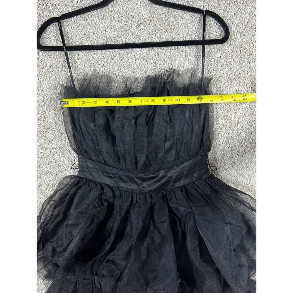 Forever 21 Tulle Mini Dress Black Strapless Tiered Ruffle Prom Whimsy Goth Small - Picture 2 of 9